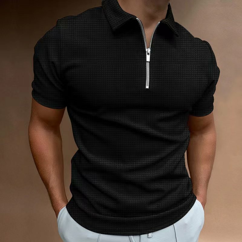 2022 homem verão de alta qualidade nova moda cor sólida polo camisa masculina casual manga curta lapela metade zíper design tendência clothin