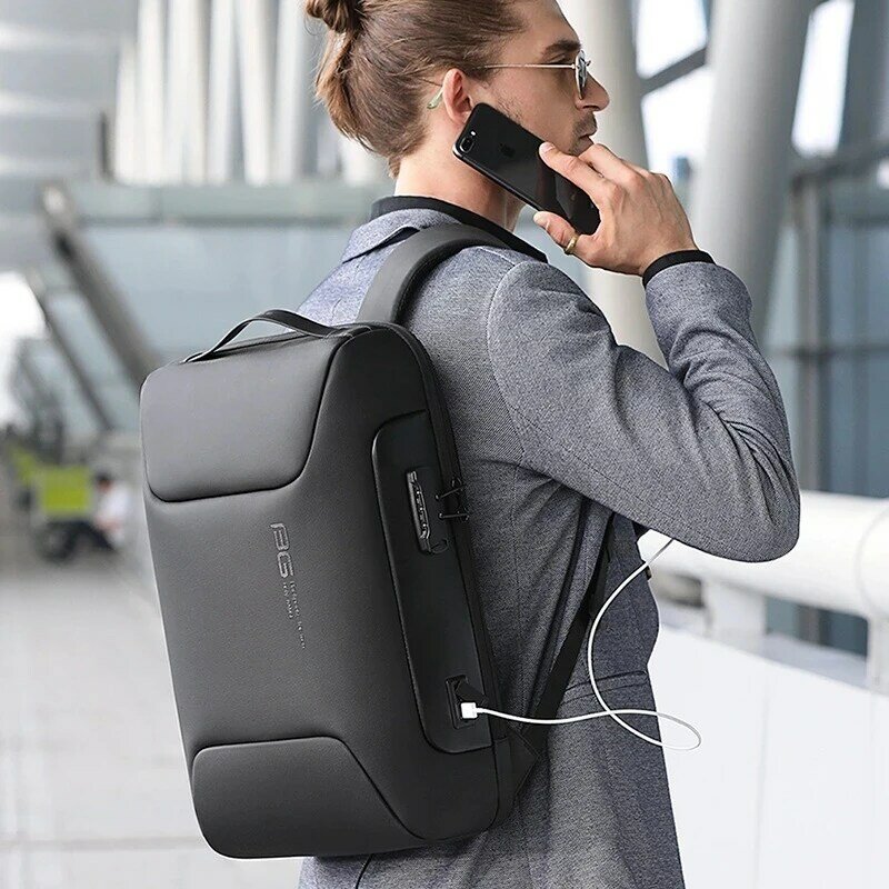 도난 방지 15.6 Inth 노트북 배낭 방수 다기능 비즈니스 가방, 남자 USB 충전 짧은 여행 어깨 가방