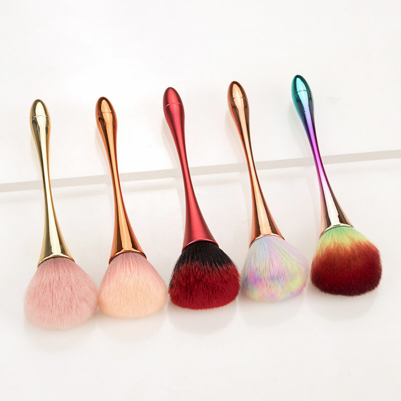 Rosa de ouro pó blush escova profissional compõem a escova grande cosméticos moda gel acessórios do prego ferramentas material
