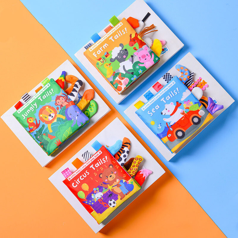 만화 손 인형 패브릭 책 신생아 교육 헝겊 책 어린이 조기 학습 인지 독서 퍼즐 책 장난감 개발