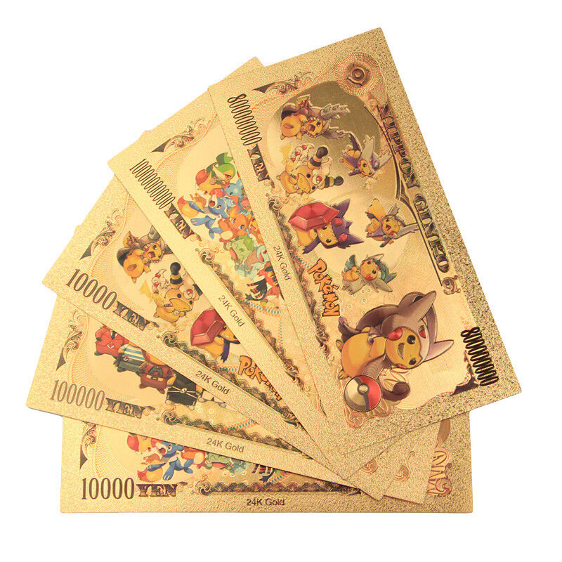Покемон манга Пикачу золотые памятные карты для банкнот коллекция аниме периферийные устройства лучшие подарки игрушки для детей