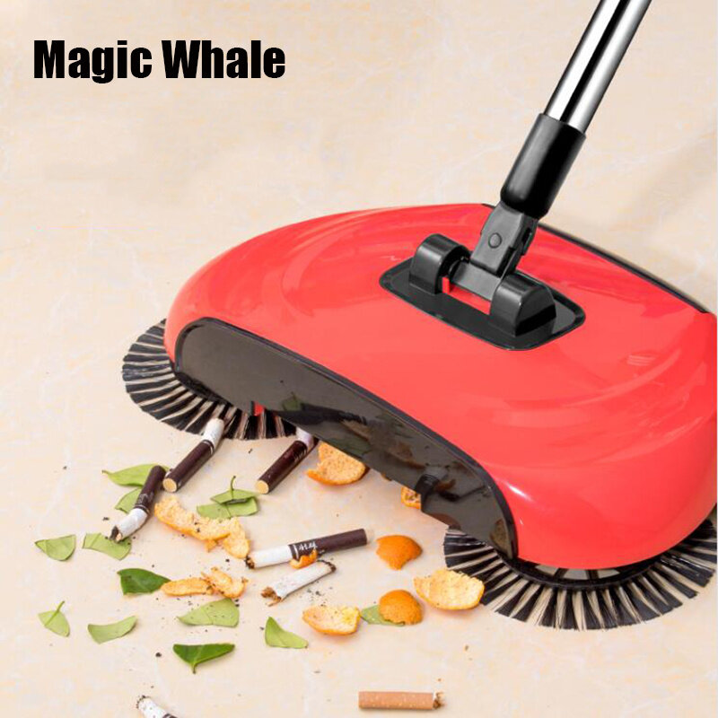 Máquina barredora manual de acero inoxidable para el hogar, dispositivo de limpieza manual con mango de escoba mágica, paquete de barredora
