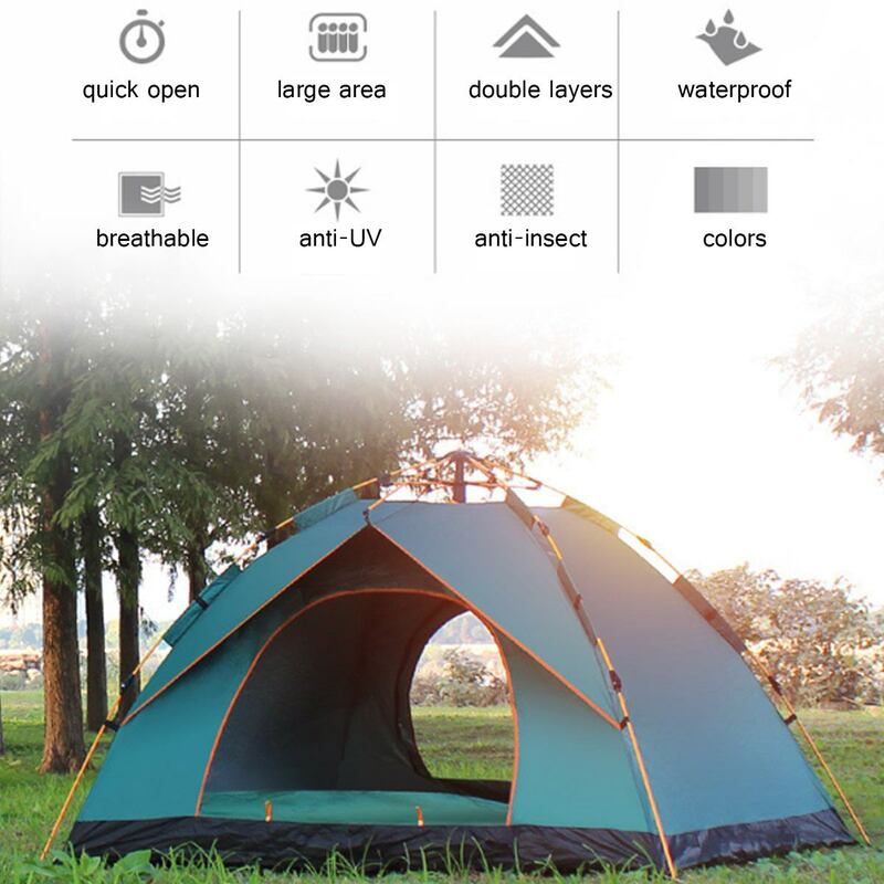 Automatyczne namioty sezonowe prędkość otwarta rodzina plażowa, duża przestrzeń namiotowa 3-4 osoby pop up namioty otwarty namiot rzut odkryty camping piesze wycieczki