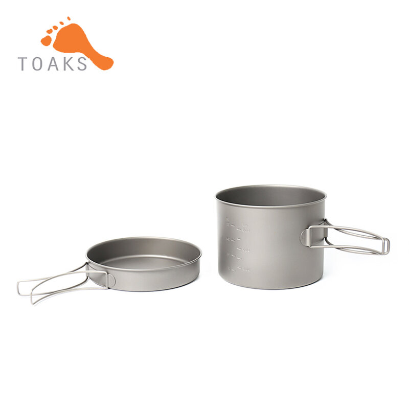 TOAKS – casserole de Camping en titane CKW-1300, ustensile de cuisine, sac à dos, bol de pique-nique, ensemble de casseroles avec poignée repliée