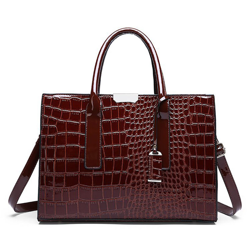Luxury Design Women Shoulder Bags Crossbody Fashion Patent Leather Stone Pattern Ladies Handbags Party Female Messenger Bag