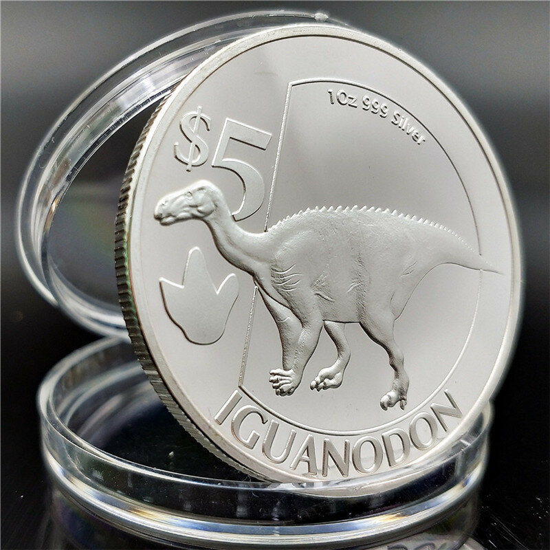 ハート留めのコイン,恐竜,職人,工芸品,動物コインの収集品のためのさまざまなスポットと銀と金のティラノサウルスrex