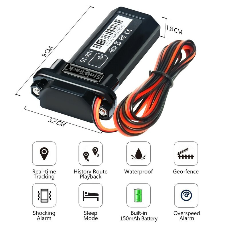 SinoTrack – Mini traceur GPS étanche, ST-901 Original, pour voiture, moto, véhicule, appareil en temps réel, avec application gratuite en ligne