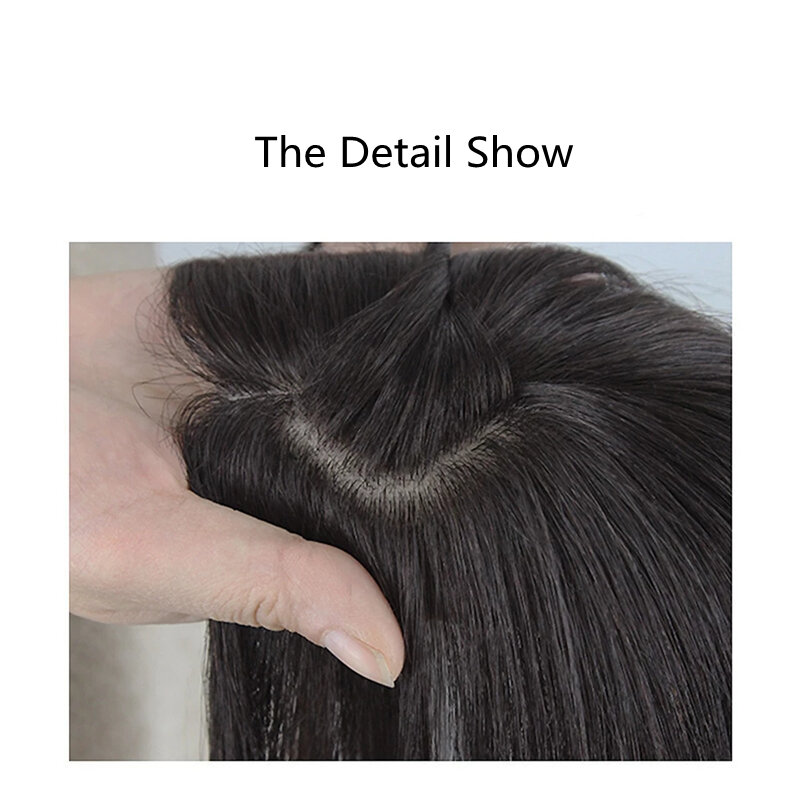 Menschliches Haar Topper Für Frauen Dünne Clip In Crown Toppers Mit 3D Air Pony Haarteile für Milde Haarausfall Volumen abdeckung Grau Haar