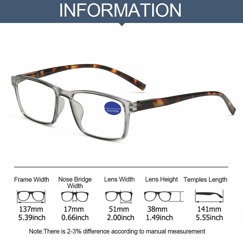 Kacamata Baca 2022 Baru Bingkai PC Kacamata Pembaca Persegi Presbyopic untuk Penglihatan Kacamata Perawatan Penglihatan + 10 ~ + 40 Pria Wanita