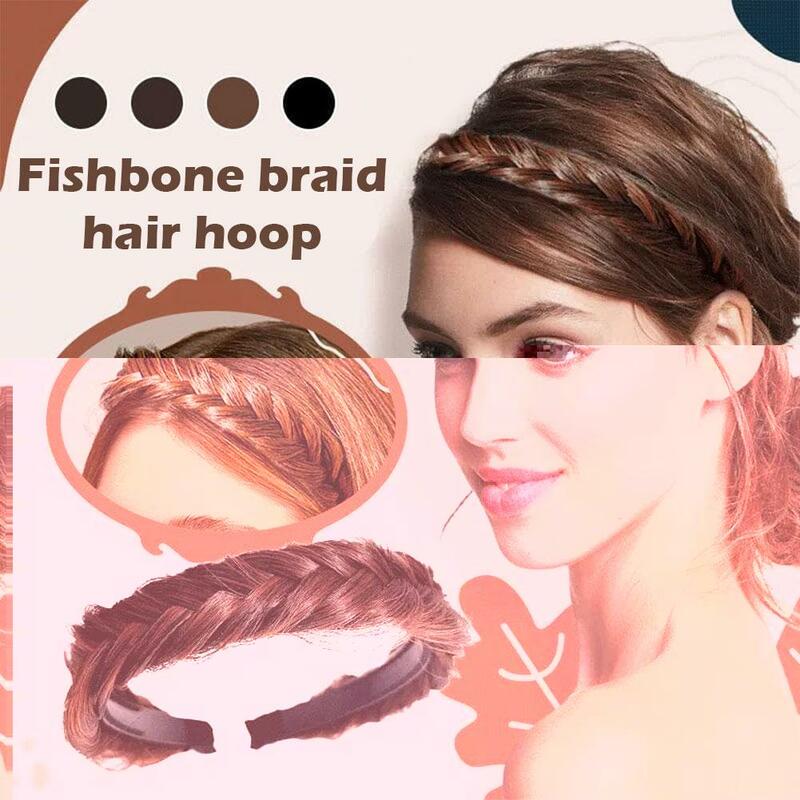 Fluffy Fishbone Wig Headband Aba Larga Fluffy Fishbone Trançado Peruca Headband Cabelo Trança Dentes Não-Slip Headwear Para O Cabelo Wom T5Y6