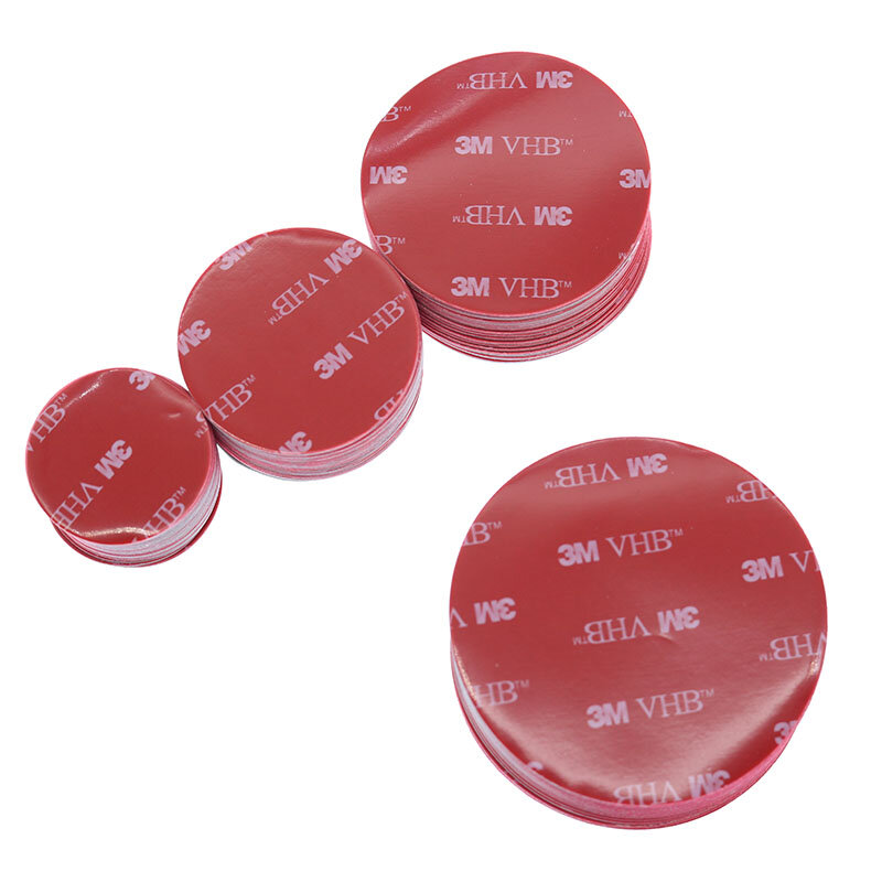 Cinta de doble cara roja redonda VHB, papelería de plástico Gris fuerte, impermeable, diámetro 30/40/50/60mm X grosor 0,8mm, 20 Uds.