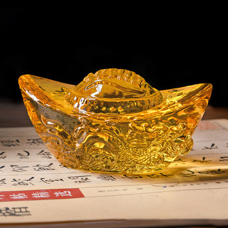 النمط الصيني سيترين سبيكة الذهب والزجاج والكريستال الملونة الصقيل الثروة المال فنغ شوي التماثيل الحرفية ديكور المنزل