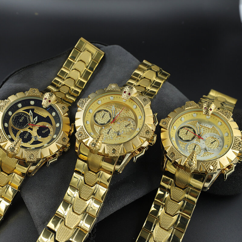 Onoverwinnelijk Horloges Mens 18K Gold Big Dial Aaa Ongeslagen Horloge Roestvrij Staal Automatische Datum Dropshipping Relogio Masculino