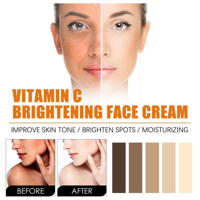 Crema blanqueadora de vitamina C para el cuidado de la piel, elimina manchas oscuras, elimina melanina, ilumina y Antienvejecimiento