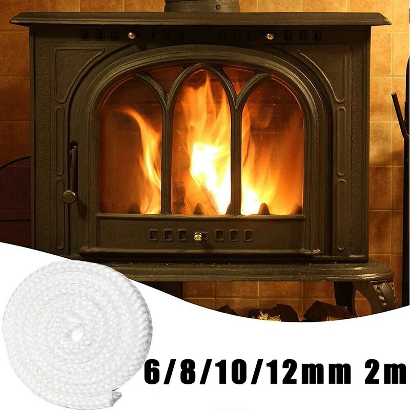 1pcs 2meters Length Fiberglass Material White Fire Rope Wood Burning Stove Log Burner Door Seal For Boiler