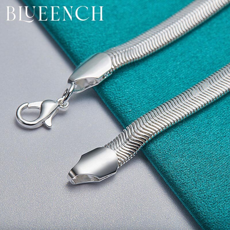 Blueench-pulsera de cadena gruesa de hueso de serpiente para hombre y mujer, de Plata de Ley 925, joyería de moda con personalidad informal para fiesta