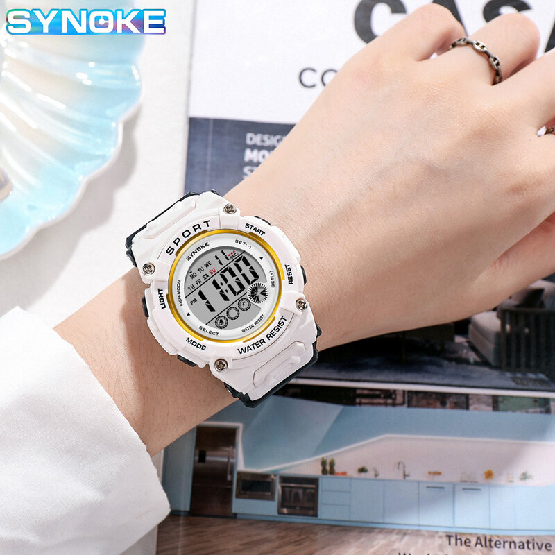 SYNOKE-reloj deportivo para niños, pulsera con alarma luminosa, resistente al agua, electrónico, con personalidad, para estudiantes