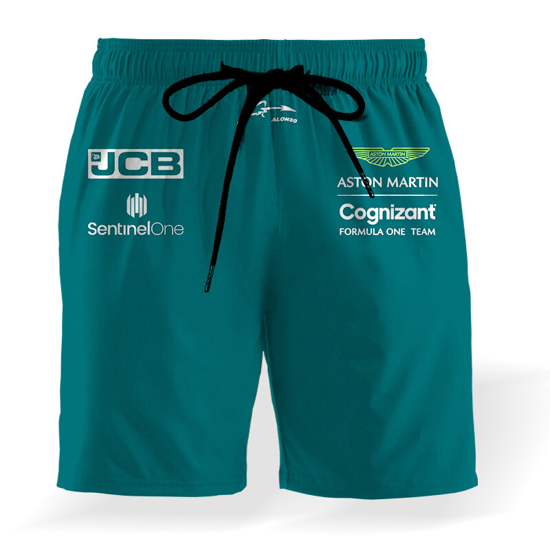 Aston Martin-pantalones cortos de playa para hombre, Bermudas masculinas de estilo veraniego, Ropa para gimnasio, F1