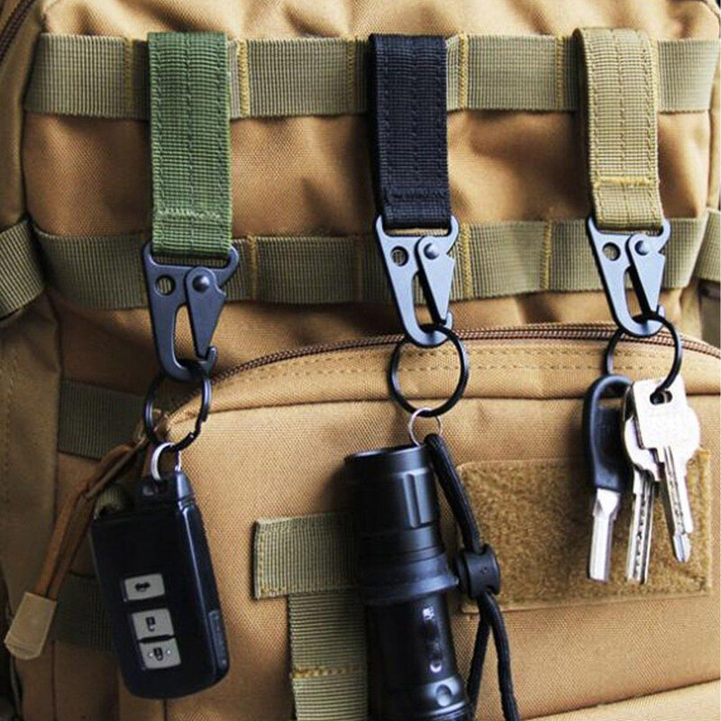 Gancho de hebilla de nailon militar portátil, equipo táctico, soporte de botella de agua, Clip de escalada, mosquetón, cinturón, mochila, percha, campamento