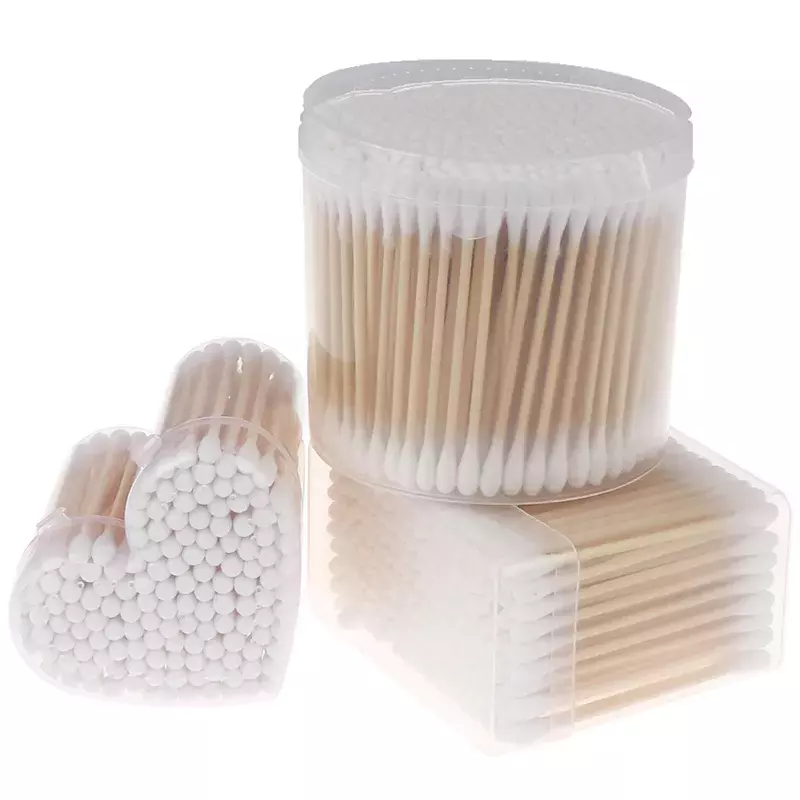 150/200/300pcs Double Head Cotton Swab Women Makeup Cotton Buds Tip For Medical Wood Sticks Nose Ears Cleaning Health Care Tools