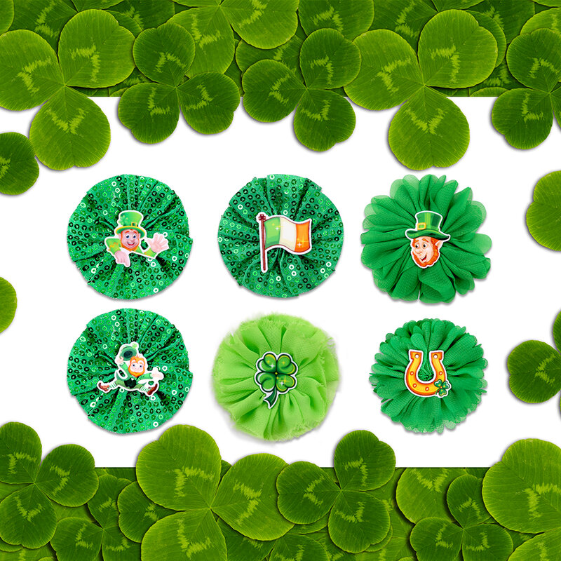 60Pcs St Patrick 'S Day สุนัขอุปกรณ์ดอกไม้ถอดออกได้ Dog Collar Bow Ties สีเขียวสัตว์เลี้ยงสุนัข Bowties สุนัขปลอกคออุปกรณ...