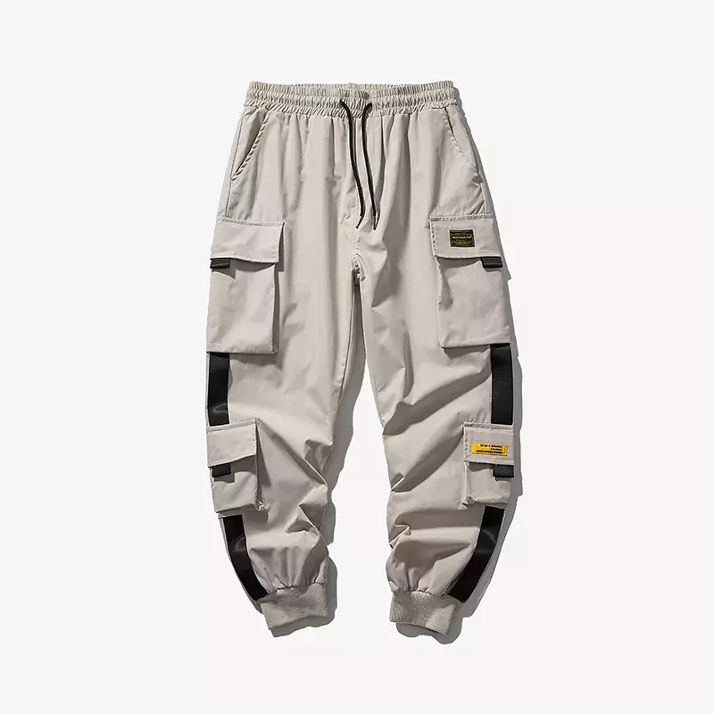 Novos corredores calças de carga para homens casual hip hop bolso calças masculinas sweatpants streetwear fitas calças techwear