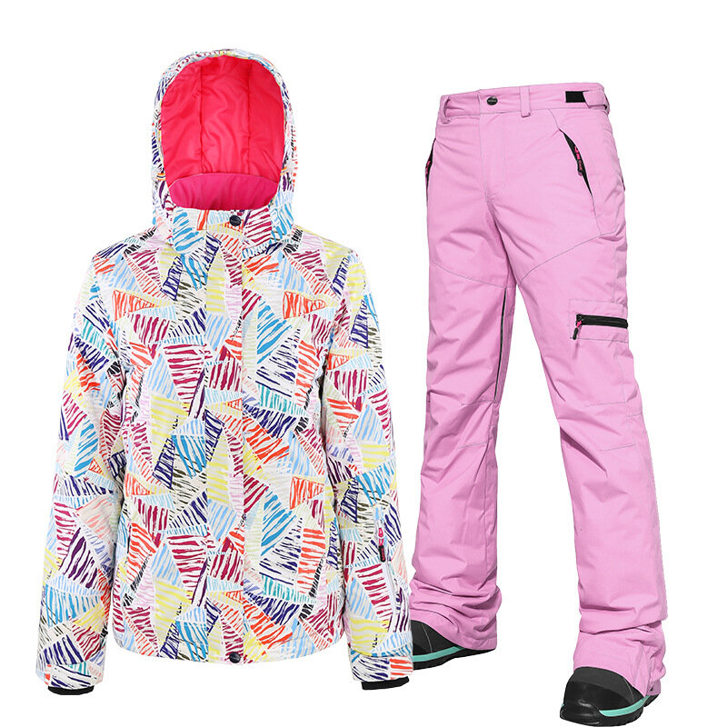 SEARIPE 여성용 스키 수트 세트, 보온 의류, 윈드브레이커, 방수, 겨울, 따뜻함, 재킷, 바지, 스노보드 코트