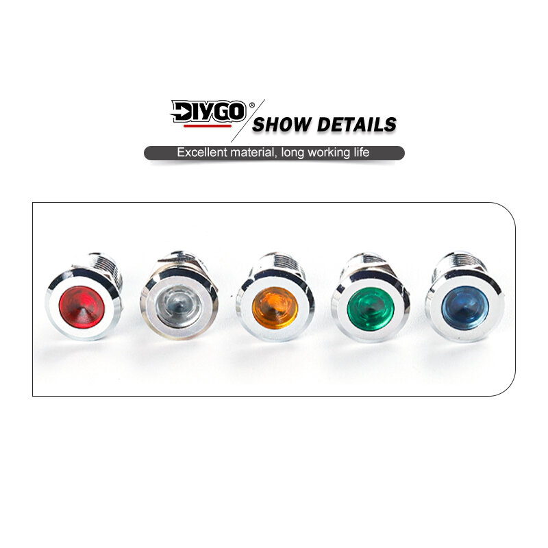 16mm Screw Type Signal Indicator Light LED Waterproof Metal Signal Lamp 6V 12V 24V 110V 220V Red Yellow Blue Green White DIY GO