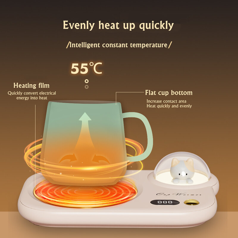 Tapis de tasse chauffe-tasse, boisson chaude, garder la boisson au chaud, dessous de verre chauffant pour café, lait, thé 220V 20W 3 vitesses