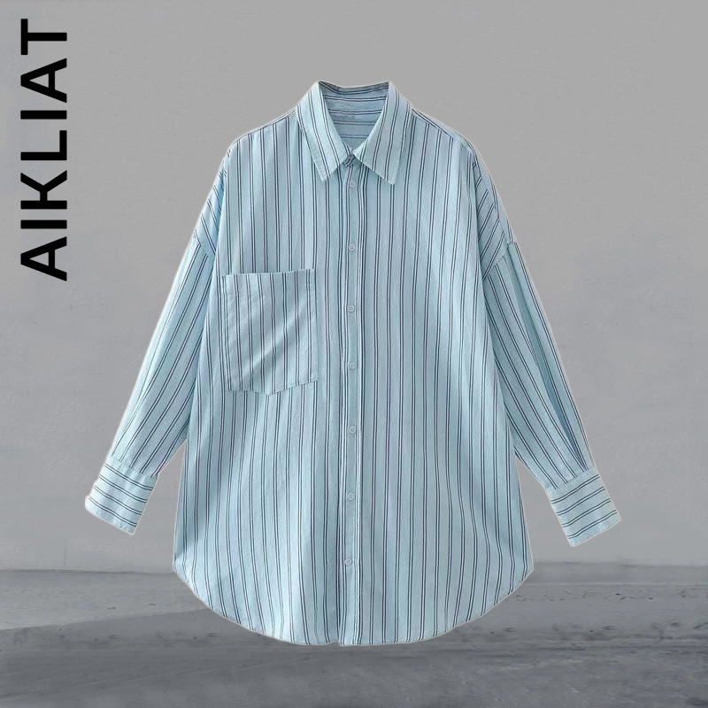 Aikliat-세련된 긴팔 셔츠 탑 여성용, 패션 루즈핏 소프트 상의, 여성 파티, 심플 프렌즈 베이직 상의, 세련된 여성 상의