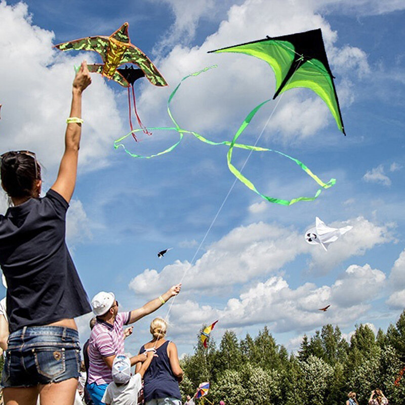 1Pc Grappige Grote Delta Vliegers Staarten Met Handvat Buiten Spelen Speelgoed Voor Kids Kinderen Nylon Ripstop Kite