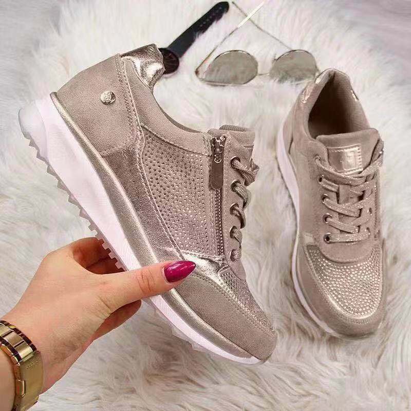 Women Casual Shoes 2020 New Fashion Wedge  Flat Shoes Zipper Lace Up Comfortable Ladies Sneakers Female Vulcanized Shoes