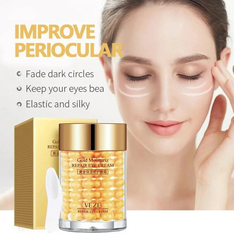 Gold Eye Essence Cream Moisturizing Hyaluronic Acid Anti Puffiness Anti Wrinkle Remove Dark Circle Anti-Aging Caviar Eye Cream
