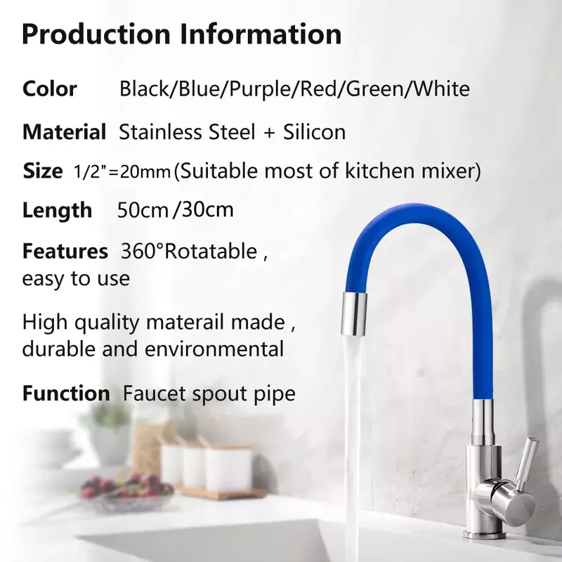 Adjustable Colorful Faucet Sprayer Stainless Steel Spout Kitchen Sink Aerator Faucet Replacement Accessories
