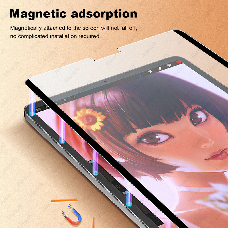 3Pcs Paper Like Screen Protector For iPad Pro 11 Air 4 5 10.9 10th 9th 8th 7th 6th 5th mini 6 Removable Magnetic Attraction Film