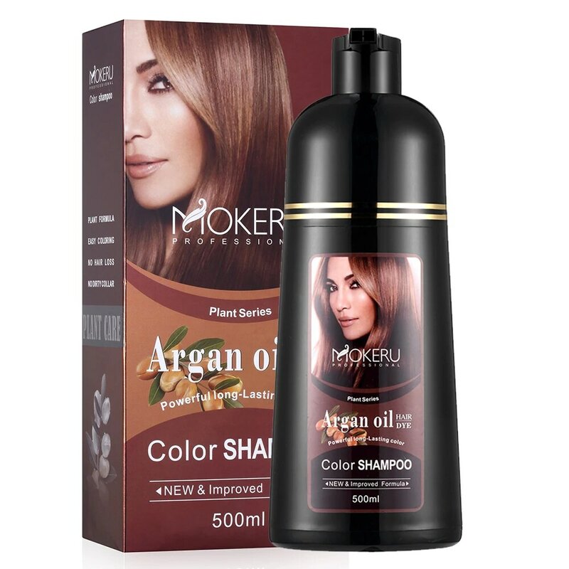 Mokeru 2pcs/Lot Natural Home Using Fastly Hair Dye Shampoo Maroon Permanent Dark Brown Hair Color Dye Shampoo For Women
