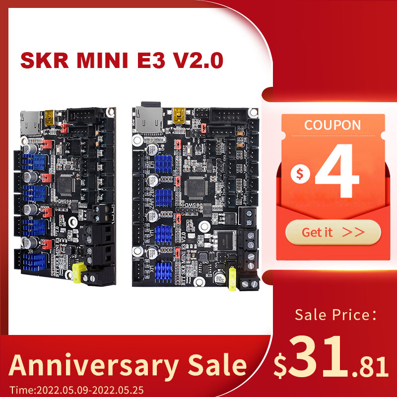 Skr mini e3 v2 32bit 3d placa-mãe tmc2209 peças de impressora 3d para ender 3/5 pro atualização btt skr v1.4 turbo skr 2
