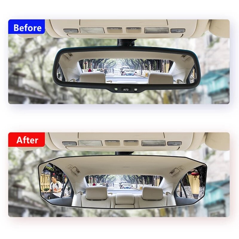 Espejo retrovisor Interior Universal para coche, espejo retrovisor curvo antideslumbrante, accesorios para coche, 2 tamaños, vista grande