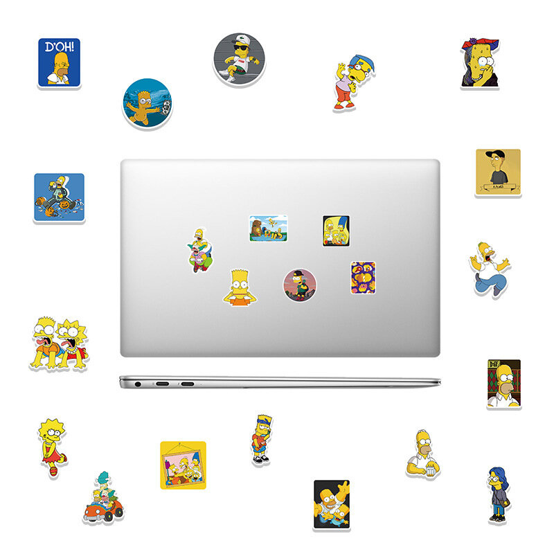 Pegatinas de dibujos animados de Los Simpsons, pegatinas impermeables para ordenador portátil, guitarra, bicicleta, papelería, juguetes clásicos para niños, 10/30/50 piezas