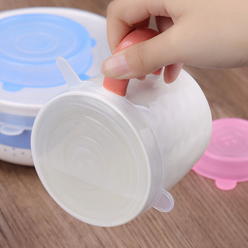 6PCS/Set Silicone Cover Stretch Lids Reusable Airtight Food Wrap Covers Keeping Fresh Seal Stretchy Bowl Cover