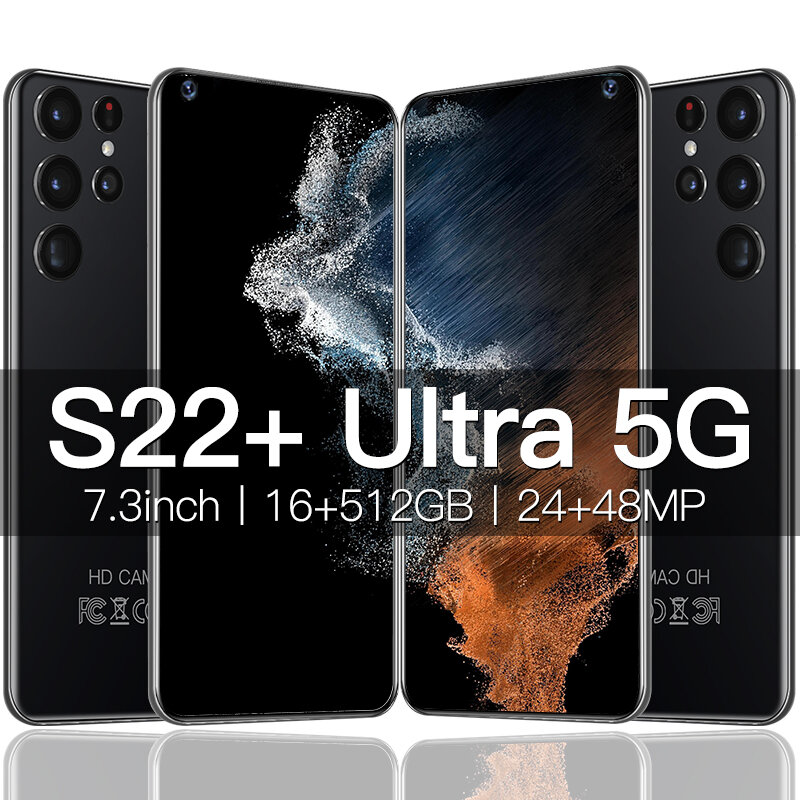 원래 잠금 해제 스마트 폰 S22 울트라 7.3 인치 안드로이드 Celular 6800mAh 휴대 전화 512 기가 바이트 휴대 전화 품질 5G 전화