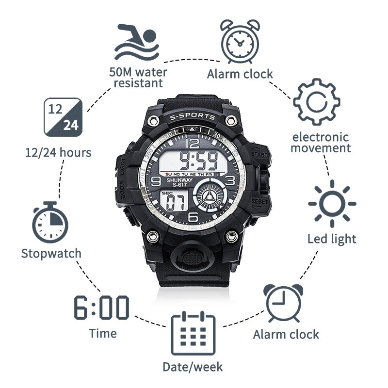 Children New Watch Outdoor Sport Kids Watches Silicone Strap Waterproof LED Digital Watch For Student Girl Boy Wristwatch Clock