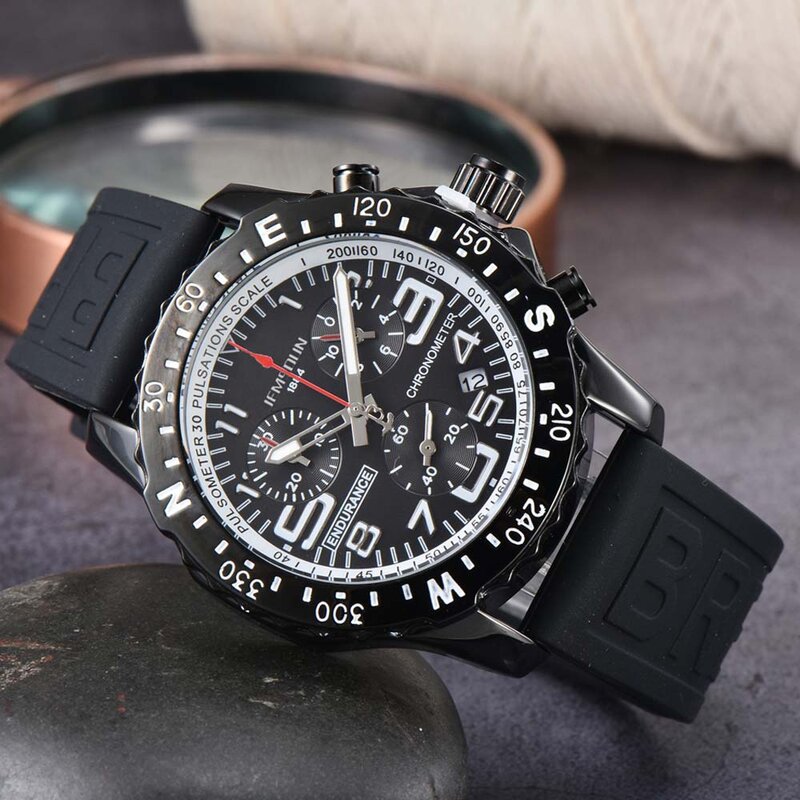 Original นาฬิกาชายแบรนด์เนม Luxury Top Multifunction กีฬากันน้ำนาฬิกาอัตโนมัติวันที่ Chronograph ควอตซ์ AAA นาฬิกา