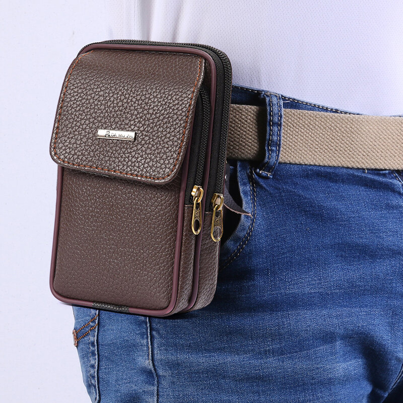 PU Leather Men Small Waist Bag Solid Color Fashion Male Bum Pocket Waist Belt Pack Phone Pouch Waist Packs Bags For Men сумка