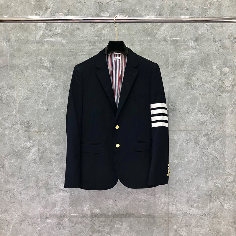 TB THOM Classic Wool Blazer Men British Formal Suit Slim Fit Men's Jacket Spring And Autumn Single Breasted Striped Suit Jacket
