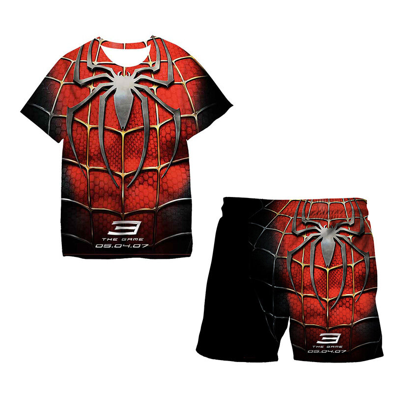 Disfraz de héroes de Marvel para niños, conjunto de ropa deportiva para niños de 2 a 8 años, camiseta con gráfico de Spiderman, 2023