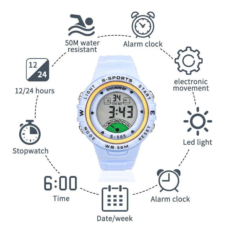 Multicolor Kids Watches children LED Digital Waterproof Alarm For Boys Girls Creative Children's Clock New Multifunction Watches