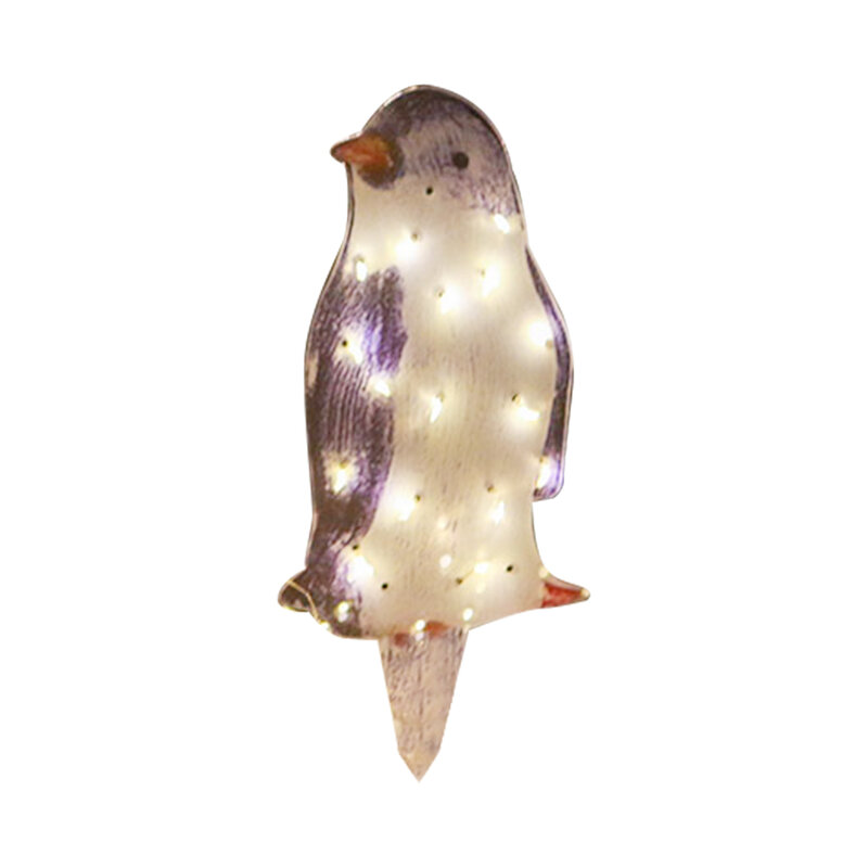 ChristmasLight-Up pingüino estatuilla decoraciones luces LED césped pasillo patio Festival decoración paisaje iluminación