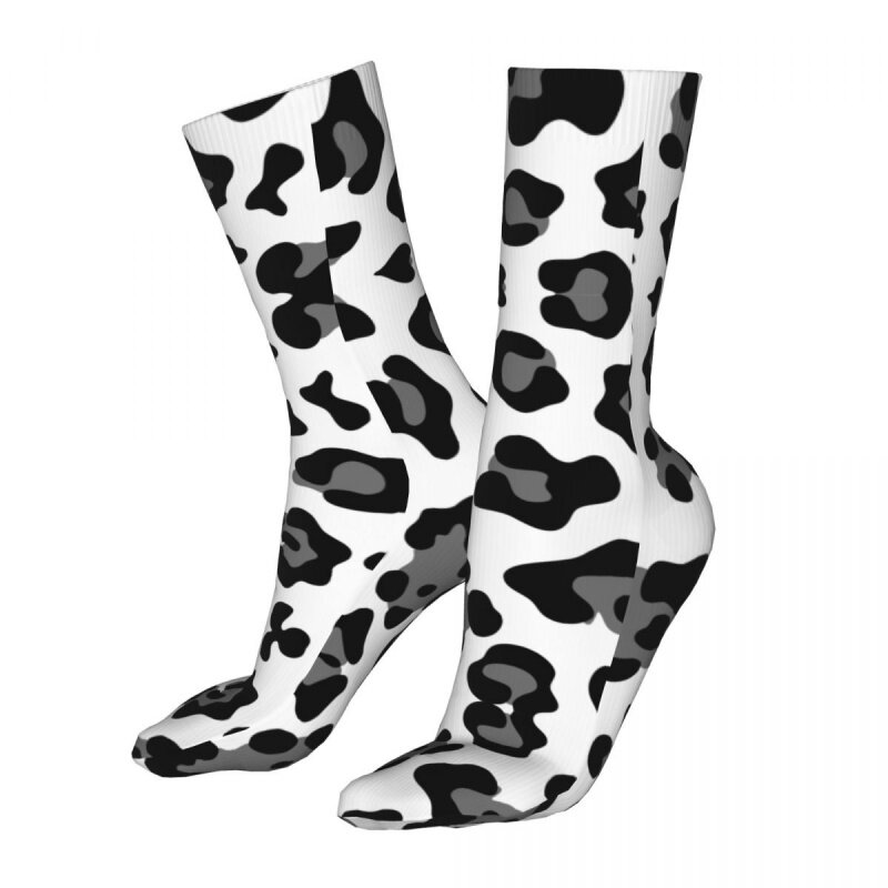 Chaussettes de sport léopard de neige pour hommes et femmes, en coton à Compression Animal