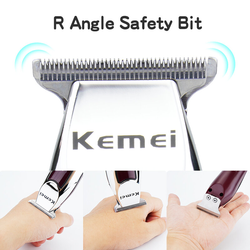 Машинка для стрижки волос Kemei, перезаряжаемый триммер для парикмахера, триммер для волос, бритва стандартной длины, беспроводная Мужская машинка для бороды
